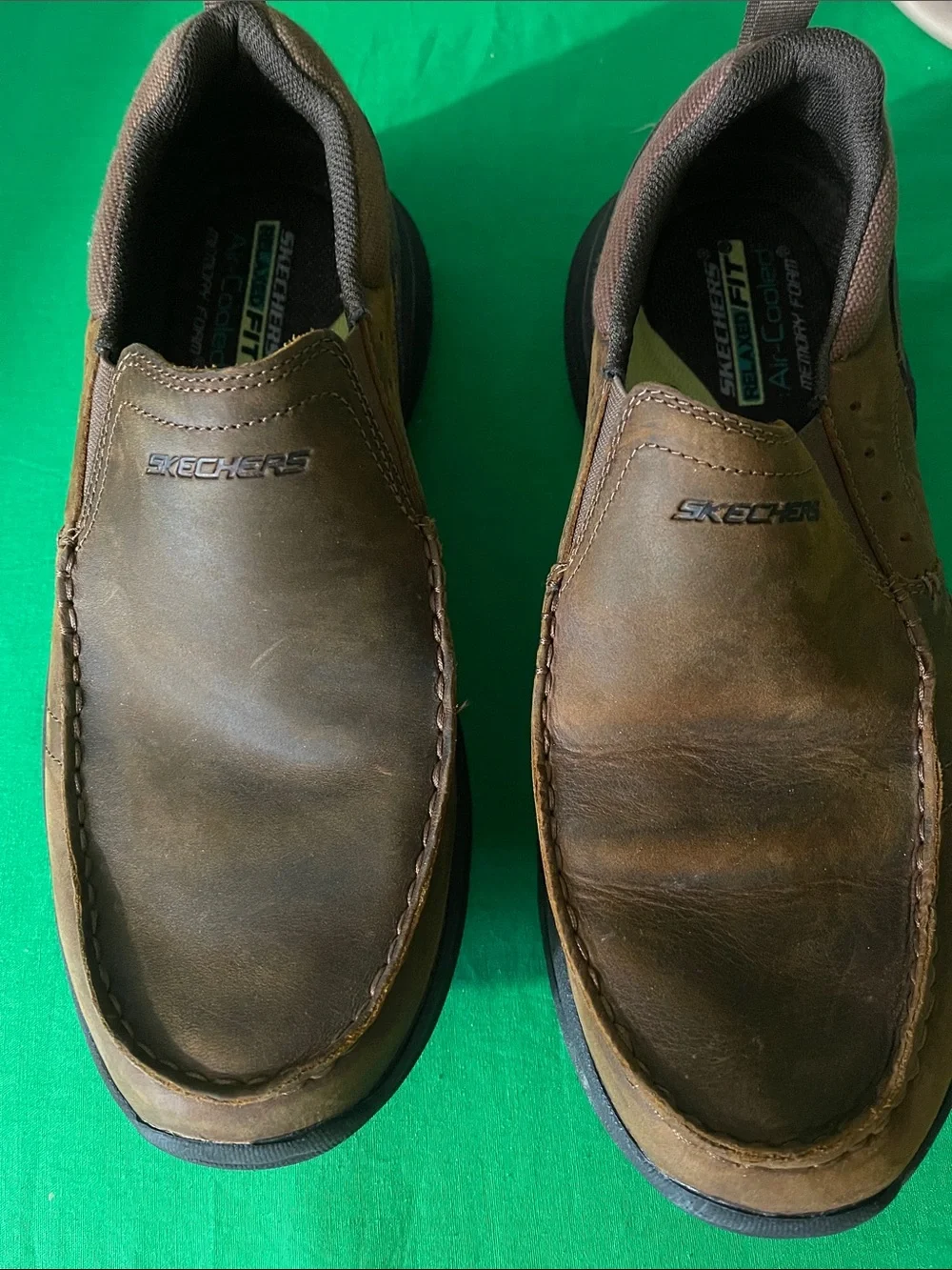 Skechers Men's Brown Leather Slip-On Loafers